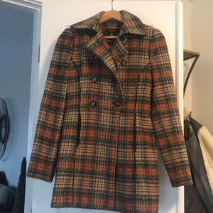 Plaid Long Pea Coat